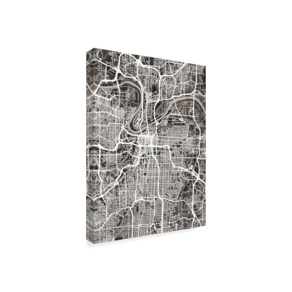 Michael Tompsett 'Kansas City Missouri City Map Black' Canvas Art,18x24